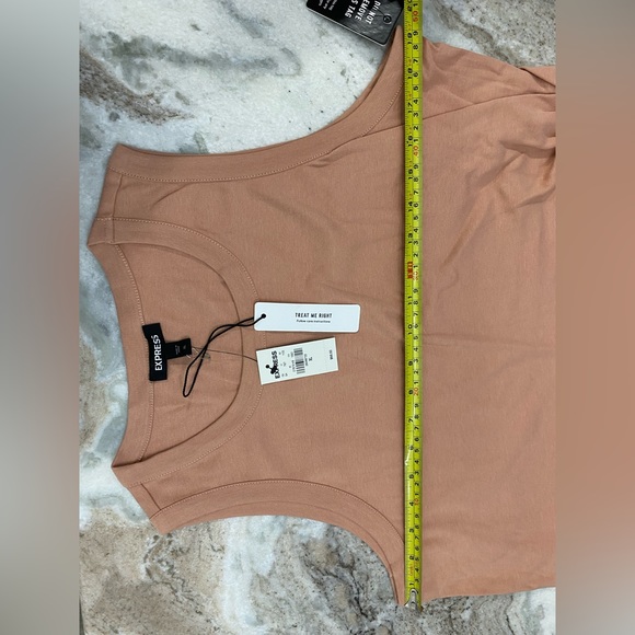 Nwt express brooch side sleeveless t-shirt dress rhinestone embellished XL peach - Picture 6 of 9